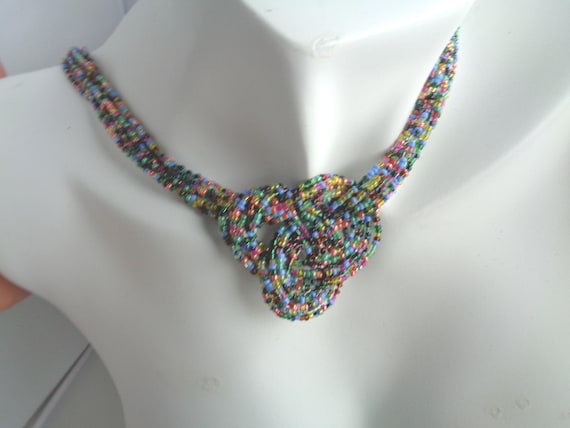 Six-Strand Seed Bead Necklace | Celtic Knot Design | Boho Beach Jewelry | Handmade Versatile Accessory for Summer & Beyond by La Nesamarie