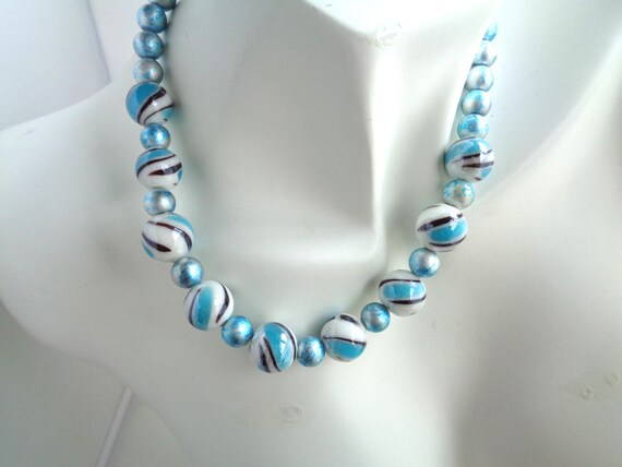 Pastel Blue Lampwork Necklace, Bold Necklace, Chunky Necklace, Statement Necklace, Bohemian Necklace, Blue Pastel Necklace, Gift for her