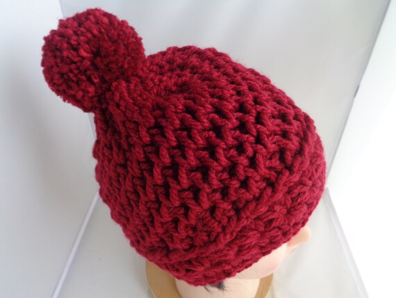 Red Wine Crocheted Winter Hat, Burgundy Toque, Skull Dress, Head Warmer, Crochet Hat, Knitted Hat, Winter Accessory, Cold Weather Accessory