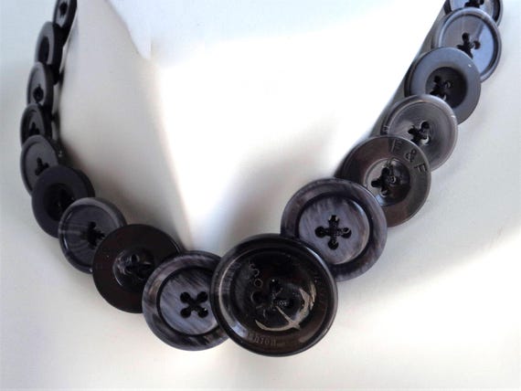 Black Button Choker Necklace, Choker Black Button, Statement Choker Necklace, Button Clasp Choker Necklace, Eco-Friendly Buttons Choker