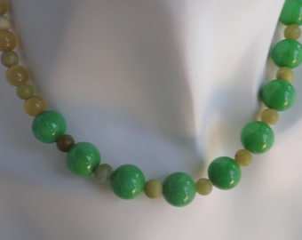 Handmade Green Beaded Necklace: Earthy Gemstone Statement Jewelry