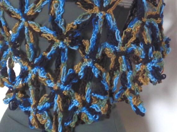 Gift for her Ombre Crochet Capelet - No Tassel Shoulder Warmer Shrug -Tonal Blue Beige Sage Green Capelet - Crocheted Shrug - by lanesamarie