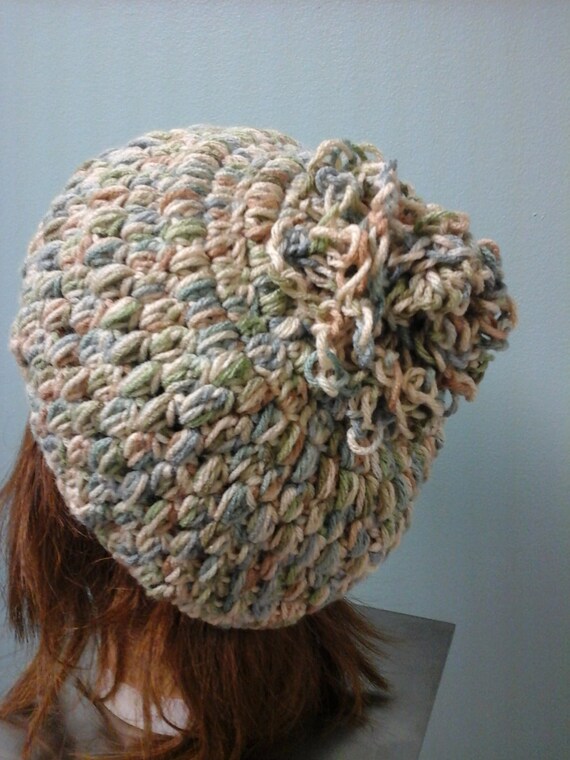 Pastel Slouchy Beanie Hat, Slouchy Crochet Beanie, Handmade Flower Crochet  Winter Hat,  Skulldress Hat, Winter Headdress, Women Accessories