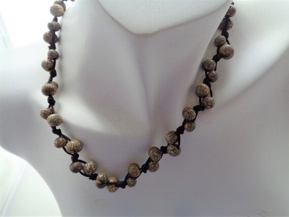Knotted Gray Woods Necklace and Earring Set, Long Earrings, Knotted Necklace and Earrings, Fashion Accessories, Girls Women's Jewelry,