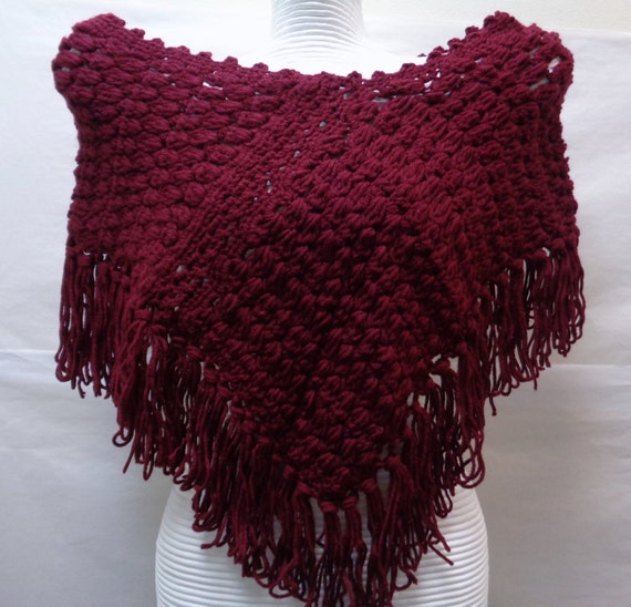 Maroon Crocheted Poncho Maroon Crocheted Poncho