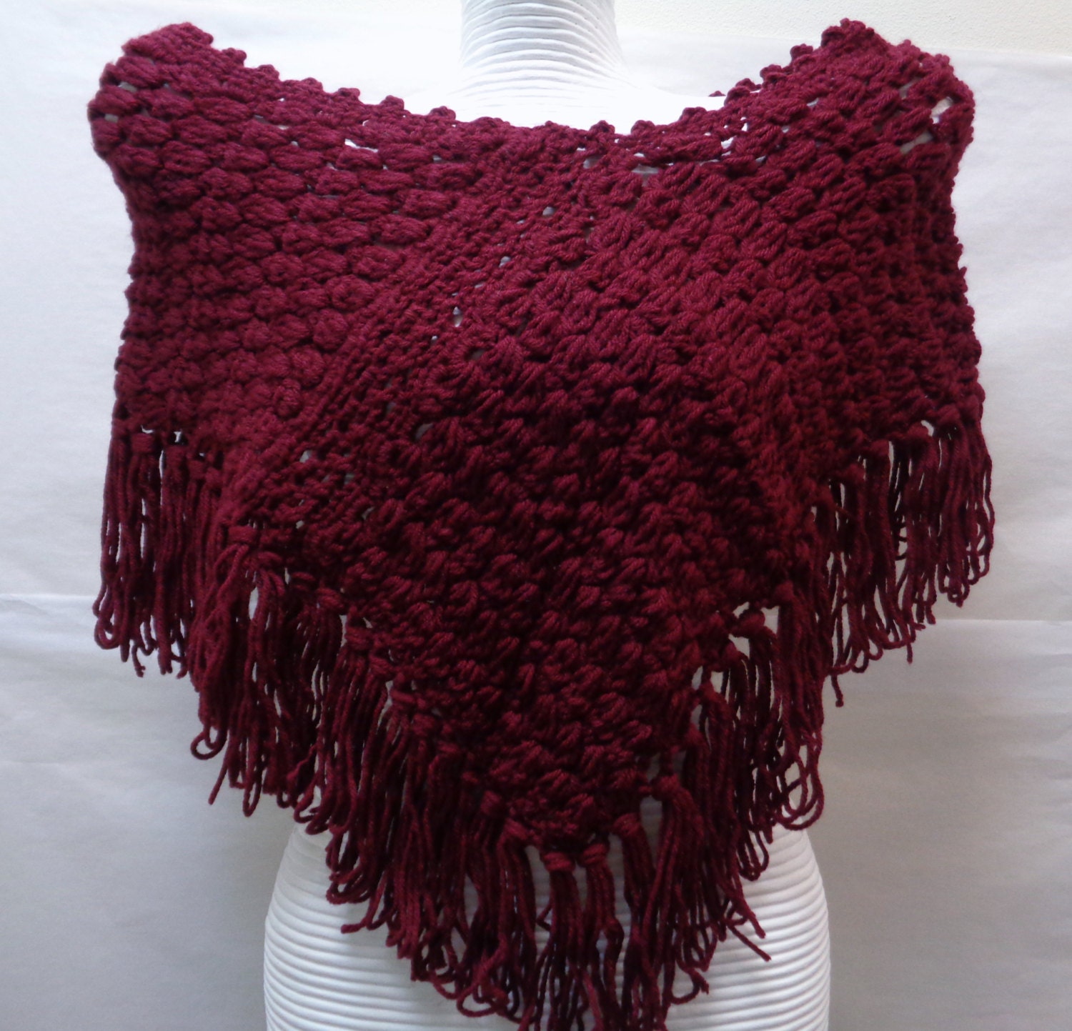 Maroon Crocheted Poncho Maroon Crocheted Poncho