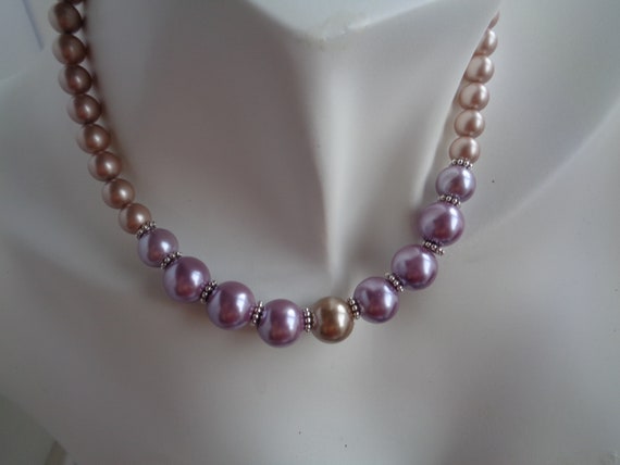 Camel Lilac Pearl Silver Wedding Bridal Jewelry Set, Necklace and Earrings, Light Purple Bridesmaid Gift,  Bridal Party Gift, Wedding Gift