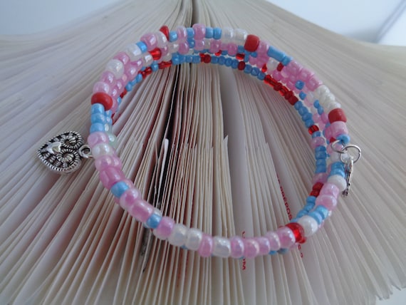 Pastel Memory Wire Seed Bead Bracelet, Memory Bangle Bracelet, Memory Wire Bracelet, Seed bead Jewelry, Colorful Bracelet, Handmade Bracelet