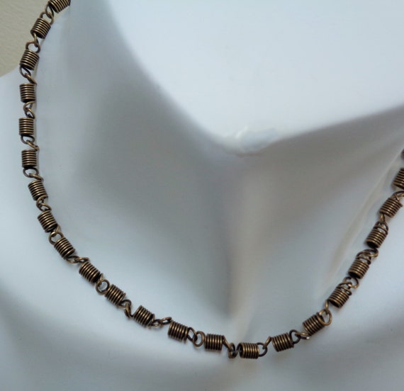 Rustic necklace, Spiral chain necklace, Fashion jewelry, Women accessories, necklace charm, 16 inches necklace, beaded necklace