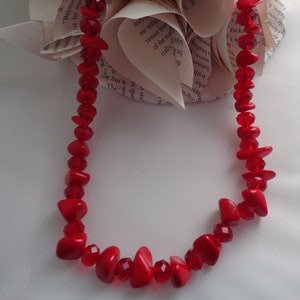 Natural Red Sea Coral Necklace Red Faceted Crystal Necklace, Crystal Gemstone Beaded Necklace Valentine Gift Idea Women Accessories image 7