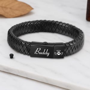 Personalized Pet Memorial Urn Leather Bracelet, Custom Cremation Bracelet with Name, Memorial Pet Ashes Bracelet, Pet Sympathy Gift