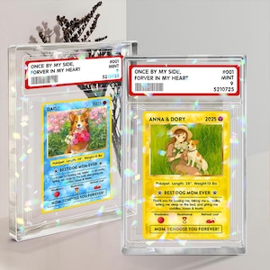 Personalized Pet Photo Acrylic Poke Card, Custom Dog Mom Anime Style, Custom Dog Photo & Name Trading Card, Hologram Plaque for Pet Lover