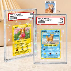 Personalized Holographic Poke Pet Trading Card Poke Pet, Custom Pet Potrait Hologram Plaque, Anime Photo Acrylic Plaque, Turn Your Pet Into