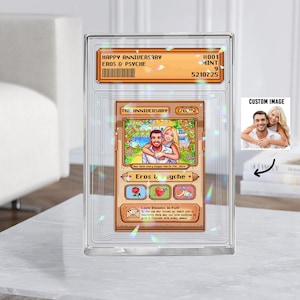 Custom Photo Anime Gift for Couple, Personalized Poke Anniversary Card, Photo Wedding Acrylic Plaque, Turn Your Photo into Anime Card
