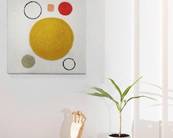 Dopamine Decor Handmade Textile Wall Hanging: Mustard Yellow, Boho Woven Wall Hanging