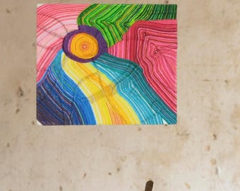 Dopamine Decor Handmade Textile Wall Hanging: Abstract Textile Tapestry Reclaimed Canvas