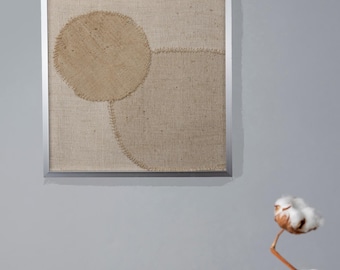 Japandi Art Handmade Woven Textile Wall Hanging: Rustic Textile Collage