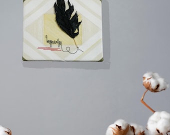 Small Canvas Handmade Textile Wall Hanging Wall Sculpture Boho Fiber Art