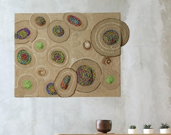 Jute & Yarn Textile Wall Hanging: Rustic Boho Textile Decor