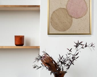 Handmade Textile Wall Japandi Art Hanging: Boho Woven Tapestry, Neutral Textile Art