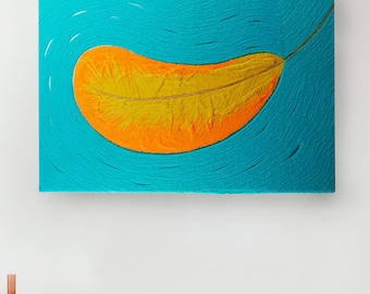 Dopamine Decor Textile Wall Hanging: Golden Drift Leaf, Organic Tapestry