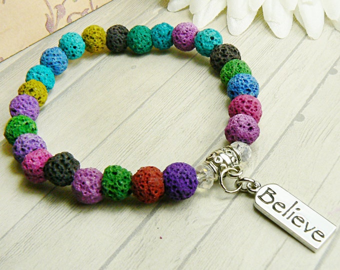 Aromatherapy Bead Bracelet, Essential Oil Bead Bracelet, Lava Bead
