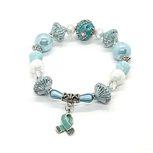 Prostate Cancer Awareness Bracelet,Light Blue Awareness Ribbon, Chronic Illness Jewelry, Awareness Bracelets, Childhood Apraxia,Holiday Gift