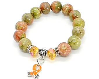 Seltener Edelstein, Multiple Sklerose, Multiple Sklerose, RSD Bewusstsein, Leukämie Bewusstsein, Orange Bewusstseinsband, Medizinischer Ausweis, Edelstein Schmuck, Einzigartiger Schmuck