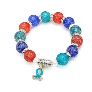 Krebs-Bewusstsein Armband, Teal Band Bewusstsein Armband, Multicolored Armband, Teal Awareness Armband