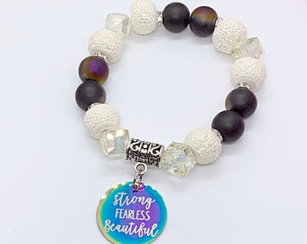 Inspirierendes Armband, Motivationsarmband, Strong Fearless Schöner Schmuck, Einzigartiger Schmuck, Bewusstsein Armbänder, Einzigartiges Geschenk für Sie