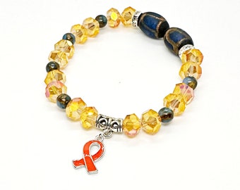 Multiple Sclerosis Awareness, RSD Awareness, Leukemia Awareness, Orange Awareness Ribbon, Medical Jewelry, Unique Jewelry, Unique Bracelet