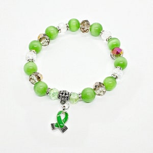 Green Awareness Ribbon, Cerebral Palsy Awareness, Liver Cancer, Mental Health Awareness, Liver Disease, Statement Piece, Awareness Bracelet