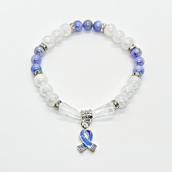 Periwinkle Awareness Bracelet, Esophageal Cancer, Stomach Cancer, Eating Disorders, Cancer Awareness Jewelry, Unique Awareness Jewelry