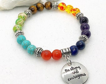 BE BRAVE Armband, Inspirierendes Armband, Motivationsschmuck, Boho Schmuck, Chakra Armband, Yoga Liebhaber Geschenk, Einzigartiges Armband