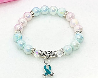 Sklerodermie Bewusstsein, Eierstockkrebs Bewusstsein Armband, Teal Band Bewusstsein Armband, PCOS Bewusstsein Armband, Teal Bewusstsein Armband