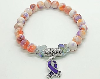 Lila Bewusstsein Band, lila Bewusstsein Band Schmuck, Lupus Bewusstsein Armband, Fibro Bewusstsein Armband, Epilepsie Armband