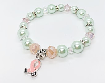 Brustkrebs-Bewusstseinsarmband, Brustkrebs-Überlebender-Schmuck, Brustkrebs-Bewusstsein, Brustkrebs-Bewusstsein-Schmuck, rosa Band