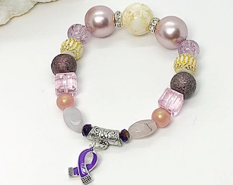 Lila Bewusstsein Band, lila Bewusstsein Band Schmuck, Lupus Bewusstsein Armband, Fibro Bewusstsein Armband, Epilepsie Armband