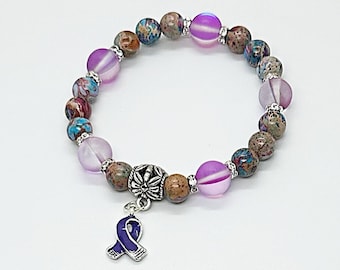 Lila Bewusstseinsband Armband, Fibromyalgie-Bewusstsein, Krebsbewusstsein, Bewusstseinsschmuck, einzigartiges Armband, einzigartiges Geschenk, 2024 Fashion
