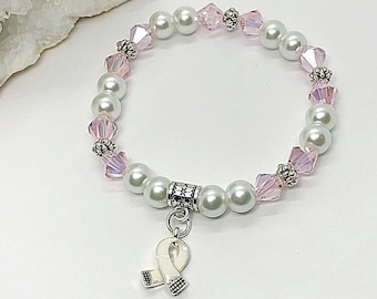 Armband für Knochenkrebs, Lung Cancer Awareness Armband, Lung Cancer Jewelry, Bone Cancer Jewelry, White Ribbon Awareness Jewelry