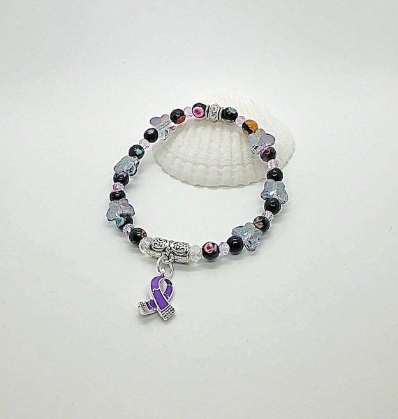 Fibromyalgia Awareness Bracelet, Awareness Bracelet, Purple Awareness Bracelet, Lupus Awareness Bracelet, Fibro Awareness Bracelet