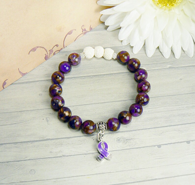 Aromatherapy Bead Bracelet Purple Awareness Bracelet Lupus Etsy