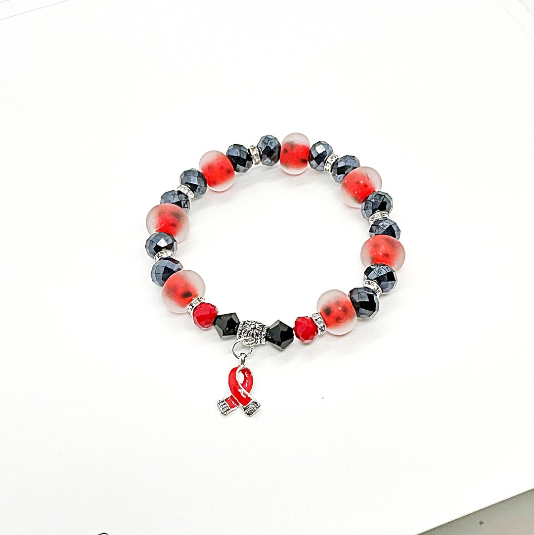Heart Disease Awareness Bracelet, Stroke Awareness Bracelet, Red