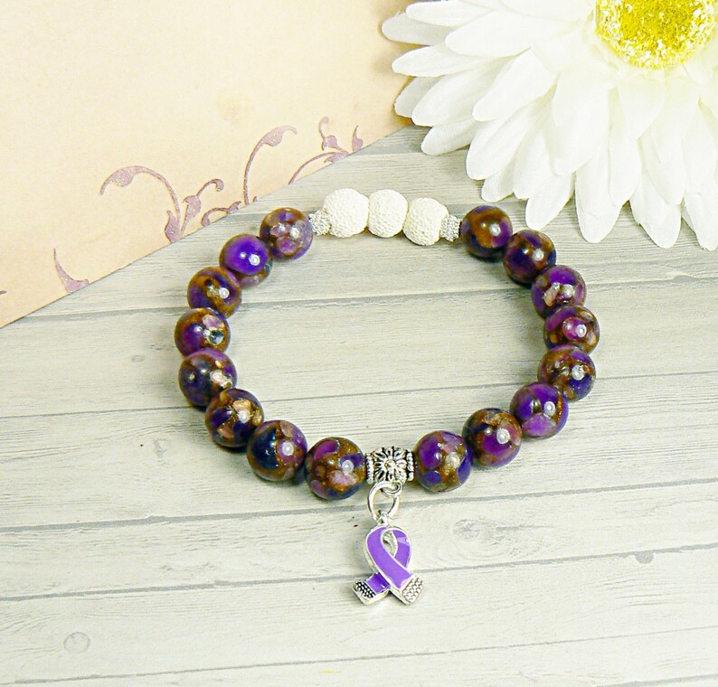Aromatherapy Bead Bracelet Purple Awareness Bracelet Lupus Etsy