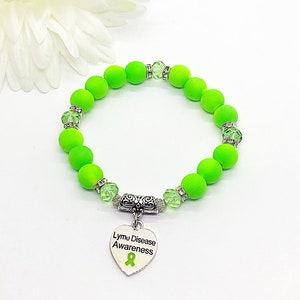 Lyme Disease Awareness Silicone Bracelet - Hope Faith Love Ribbon Design, Adult Size - View #6