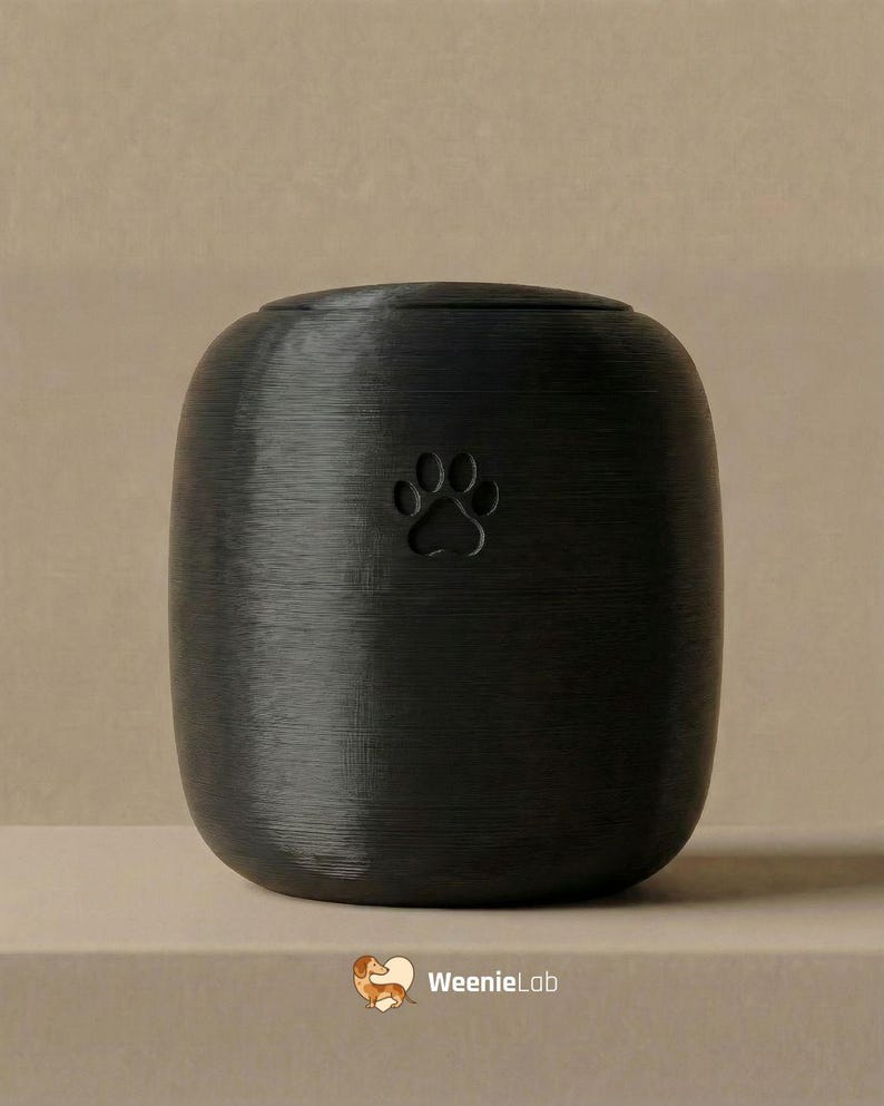 Durable Personalized Dog Urn – Minimalist and Elegant Design – 3D Printed Biodegradable PLA (Thermoplastic) – Personalized Dog Urn Black
