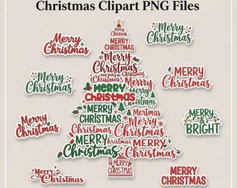 Merry Christmas SVG Bundle | Christmas Clipart PNG Files | Instant download
