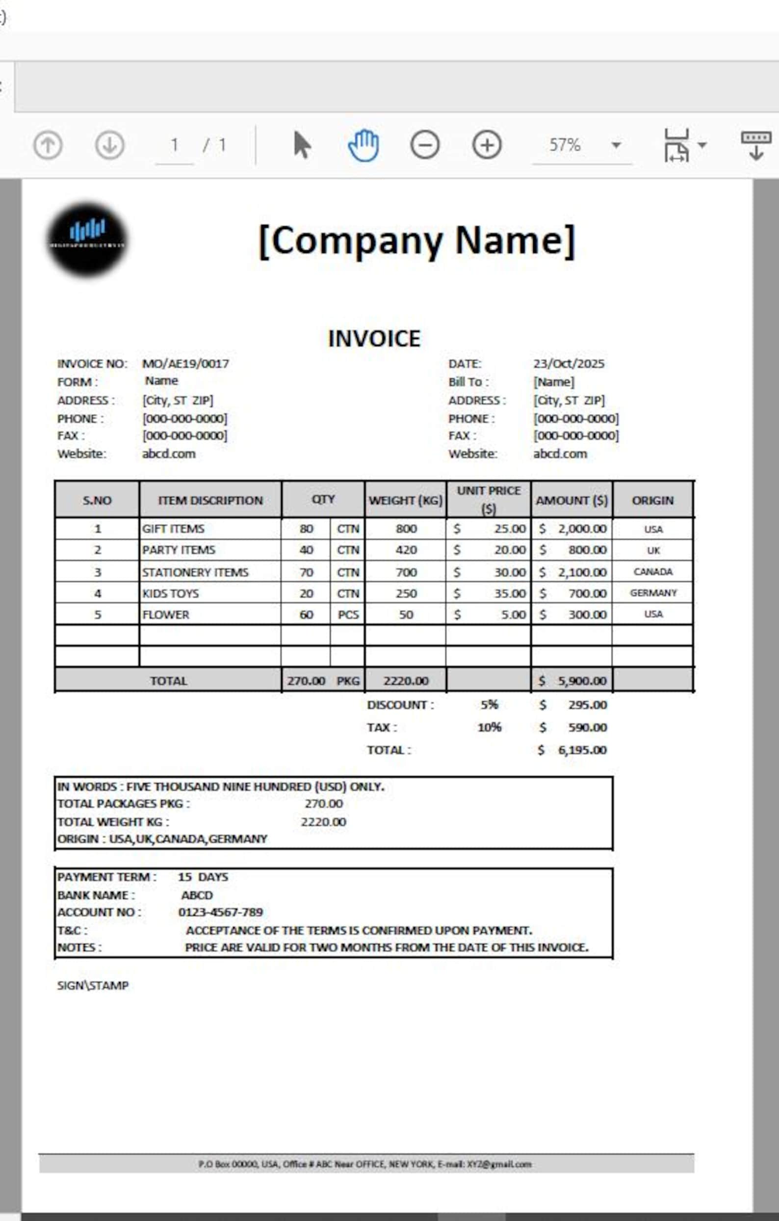Random Invoices Professional Invoice Template Bundle - Etsy