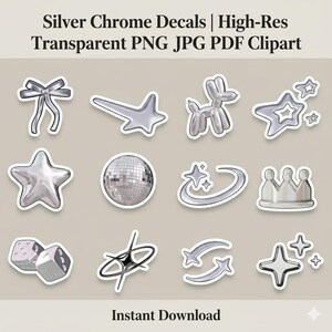 Silverkromdekaler | Högupplöst transparent PNG JPG PDF Clipart | Direktnedladdning