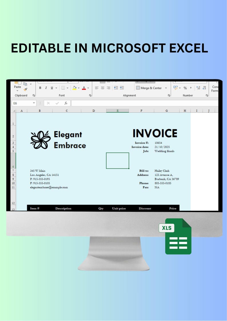 Hp Monitor Invoice Example Auto-calculating Invoice Template for Small Business Editable Excel ...